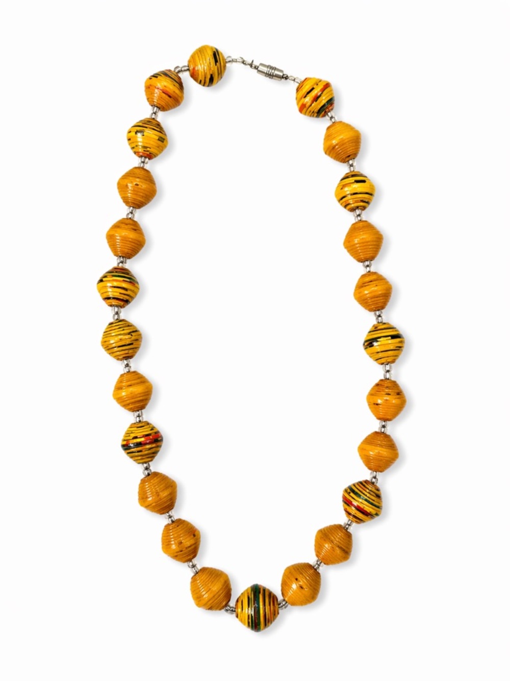 Handmade Boho Paper Bead Wrap Necklace – Multicolor
